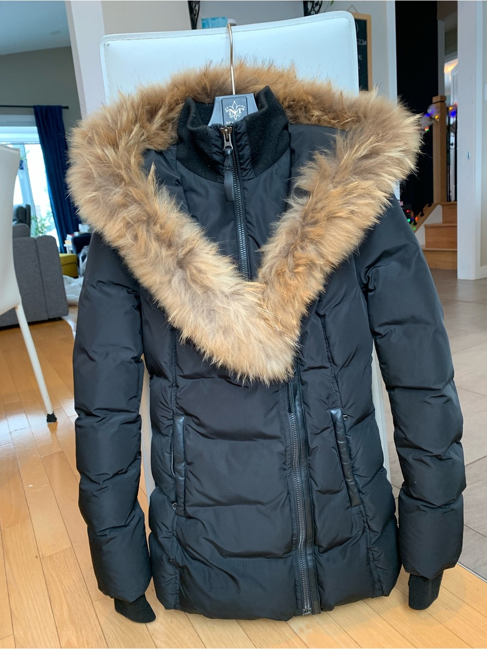 Mackage Black Down Winter Coat Fur Hood – XS
